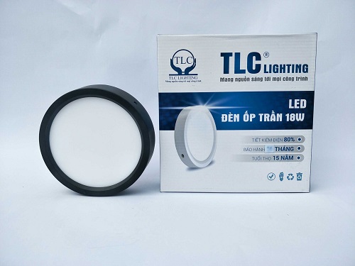 Đèn Led ốp trần vuông đen 18W
